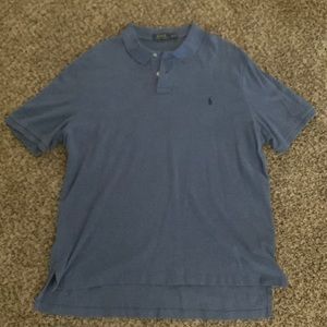 Blue polo pullover shirt.